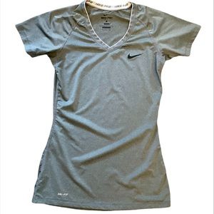 Nike Pro Dri Fit Gray Top V-neck